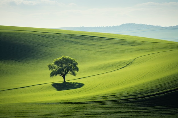 Paisaje natural con vista al árbol y al campo.