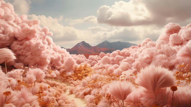 Foto gratuita paisaje de naturaleza rosa con vegetación.