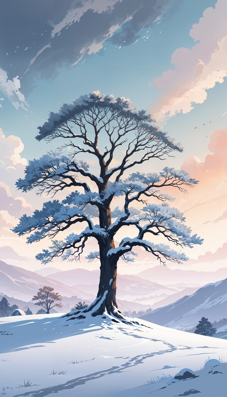Paisaje de nieve de arte digital