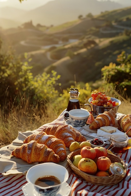 Foto gratuita paisaje de picnic al aire libre en verano