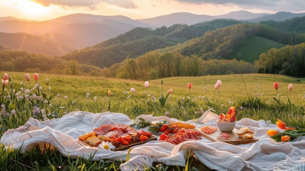 Foto gratuita paisaje de picnic al aire libre en verano