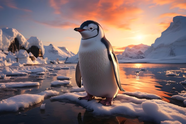 Paisaje de pingüinos de la Antártida