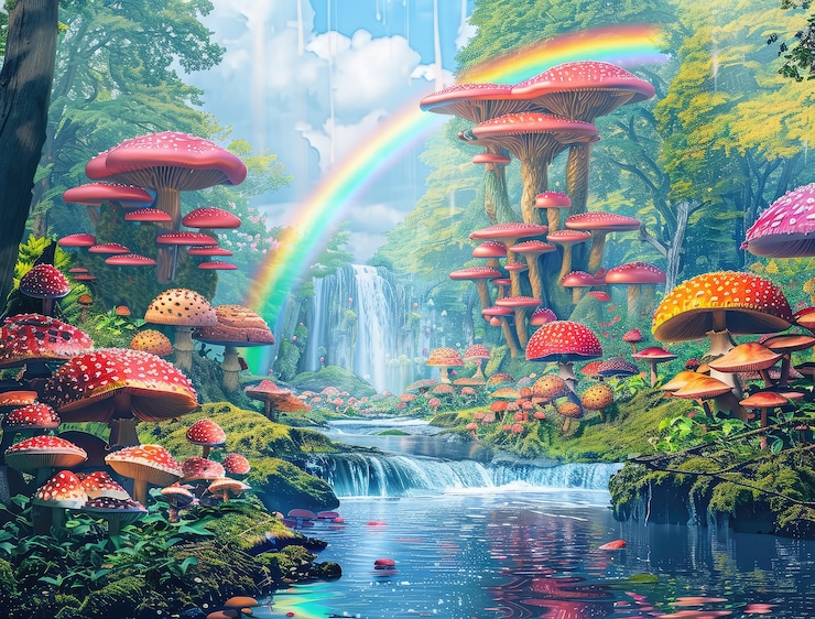 Paisaje de setas de fantasía
