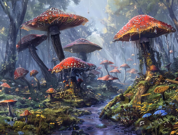 Paisaje de setas de fantasía