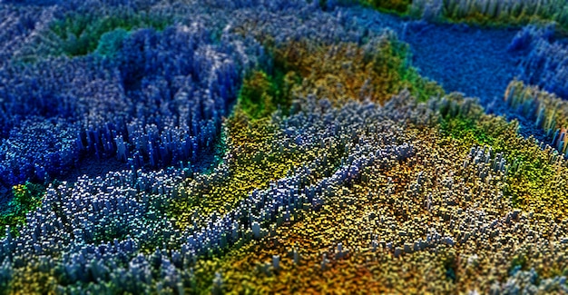 Foto gratuita paisaje topográfico abstracto en 3d con cubos de extrusión