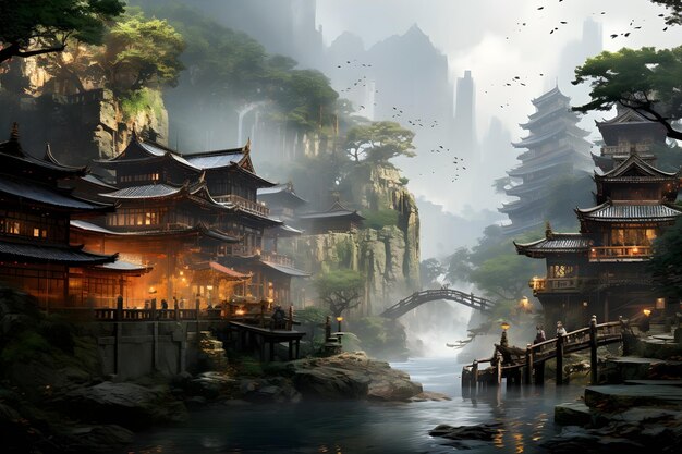 paisaje tradicional de la civilización china