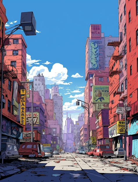 Foto gratuita paisaje urbano de área urbana inspirada en el anime