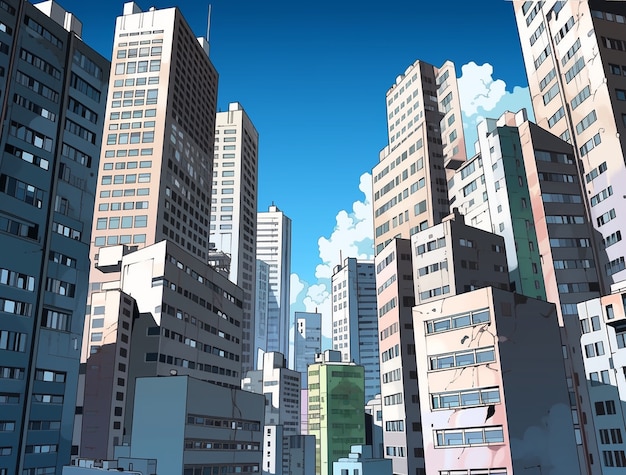 Paisaje urbano de área urbana inspirada en el anime