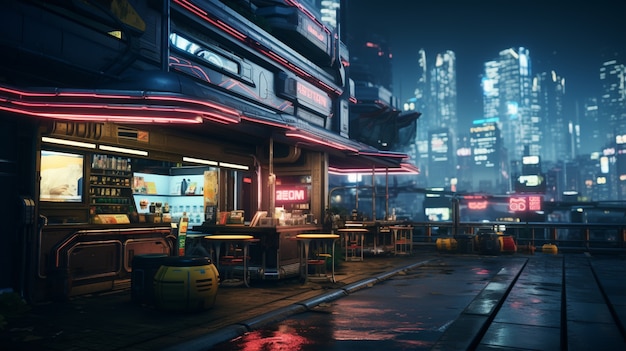 Foto gratuita paisaje urbano cyberpunk