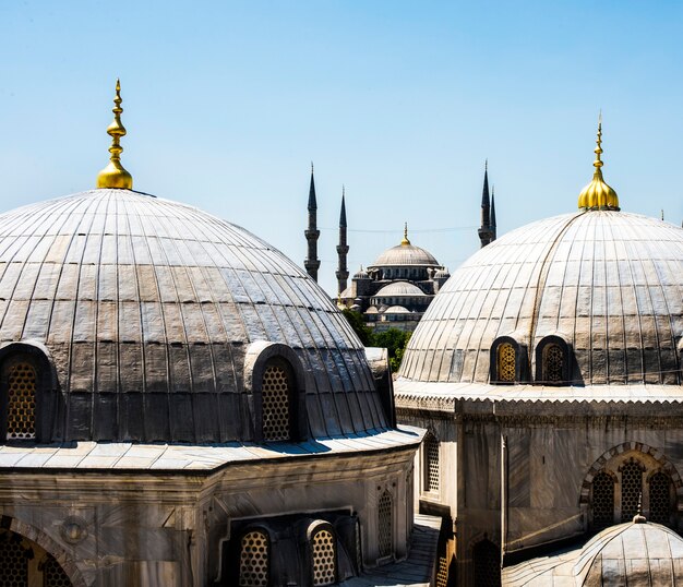 Paisaje urbano de Estambul con Santa Sofía y la Mezquita Azul