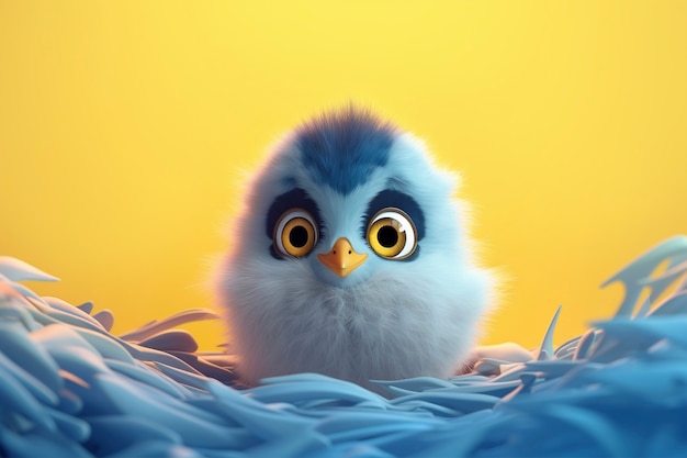 Foto gratuita pájaro de dibujos animados en el nido