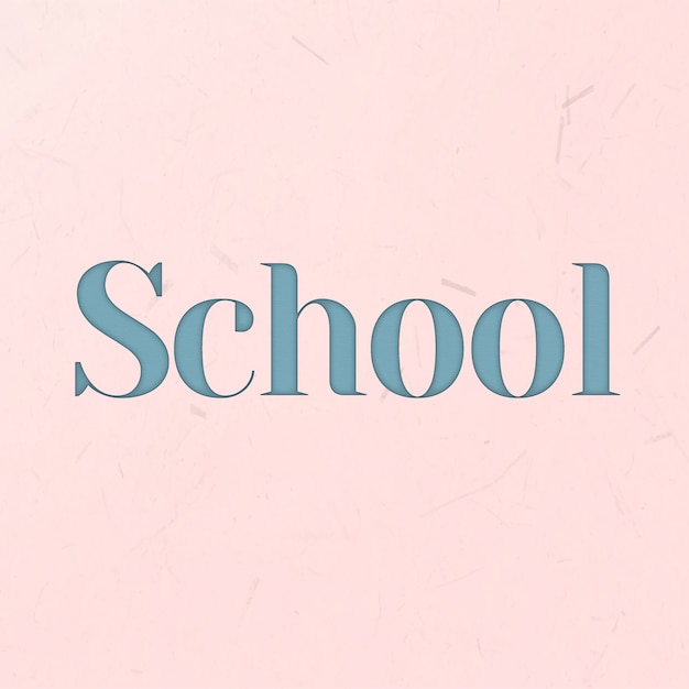 Palabra de escuela en estilo de texto azul