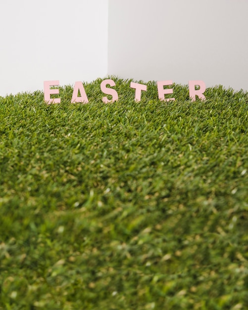 Foto gratuita palabra de pascua en pasto