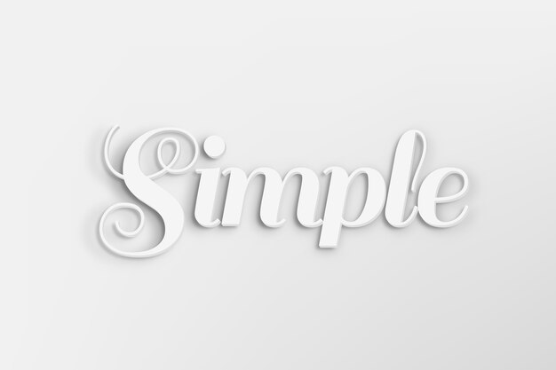 Palabra simple en estilo de texto 3D en blanco