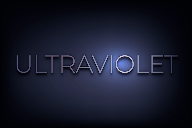 Palabra ultravioleta en estilo de texto metálico
