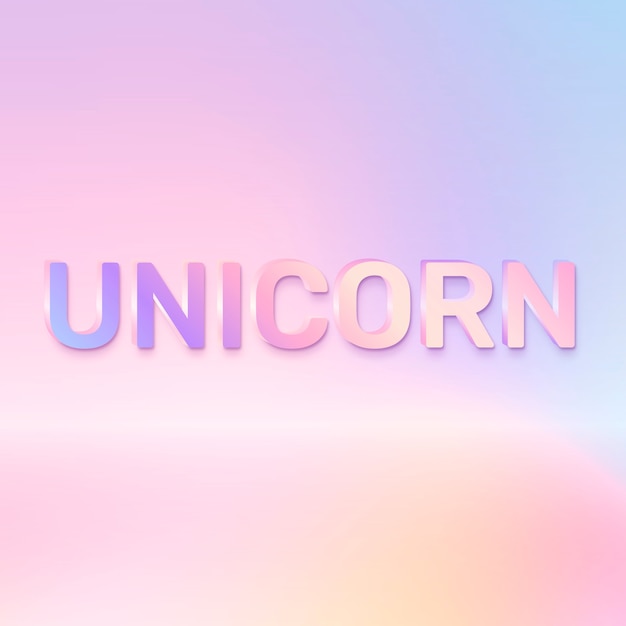 Palabra de unicornio en estilo de texto holográfico