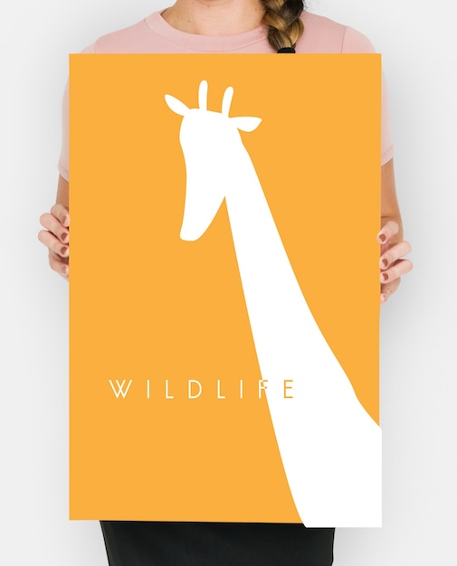 Foto gratuita palabra de vida silvestre animal con gráfico de jirafa