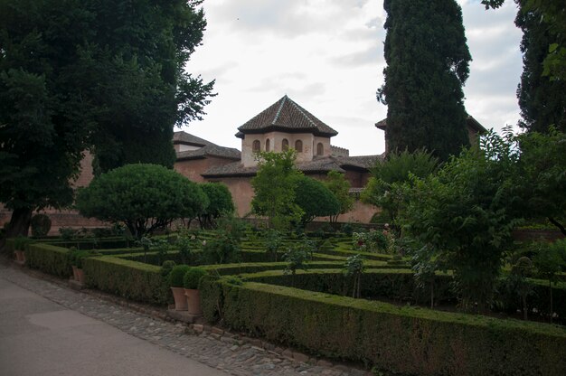 Palacio pared cielo fuente jardín