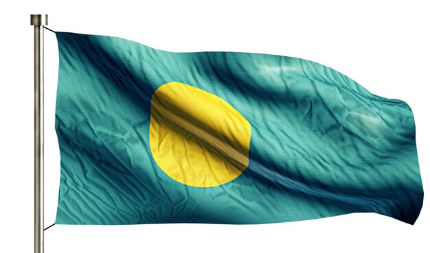 Palau Bandera Nacional aislado 3D Fondo blanco