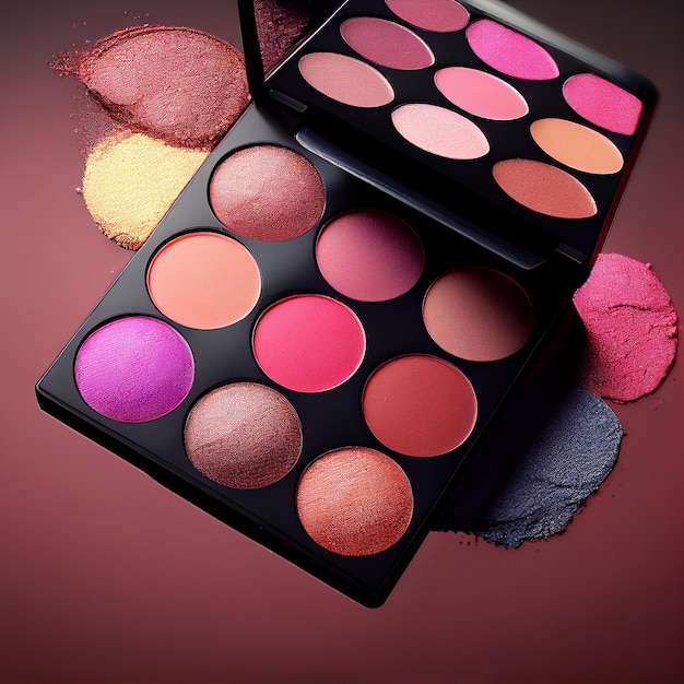 Foto gratuita paleta de maquillaje glamour con sombras de ojos multicolores ai generativa