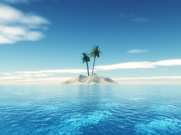 Palmera tropical 3D isla