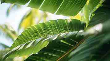 Foto gratuita palmera tropical con hojas vibrantes y de gran tamaño que se balancean en la suave brisa de la selva