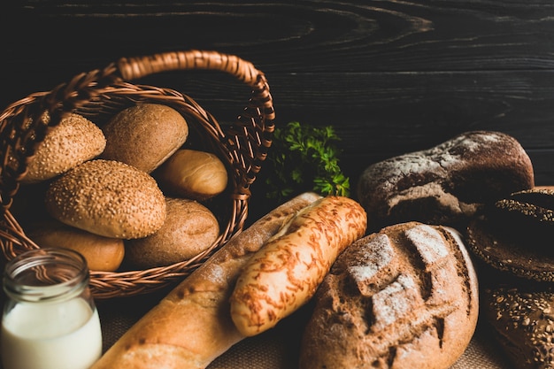 Pan de pan saludable en la composición