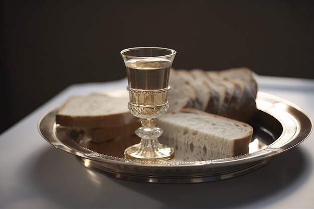 Foto gratuita pan y vino para ceremonia religiosa