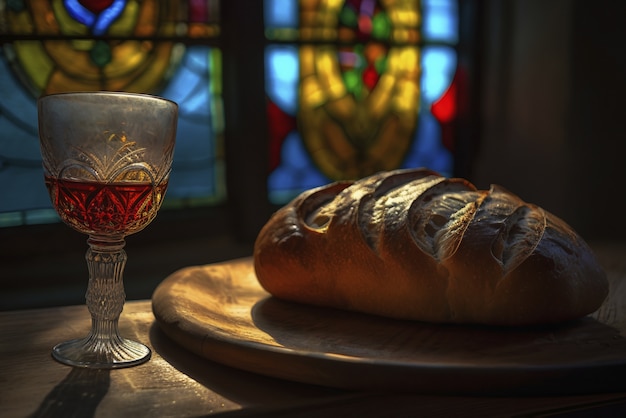 Pan y vino para ceremonia religiosa