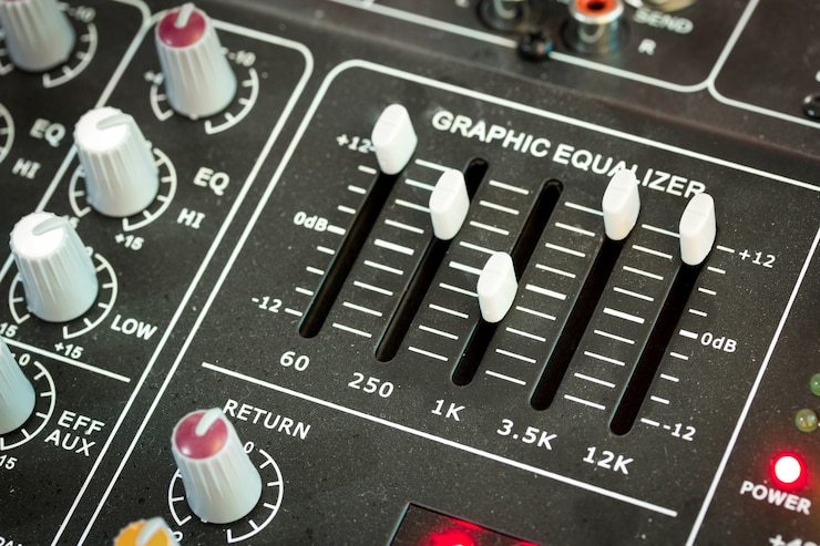 Foto gratuito panel de control del mezclador de sonido