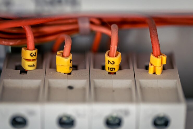 Foto gratuito panel eléctrico con fusibles y contactores de cerca