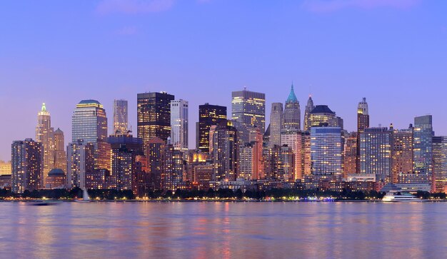 Panorama del atardecer de Manhattan de Nueva York