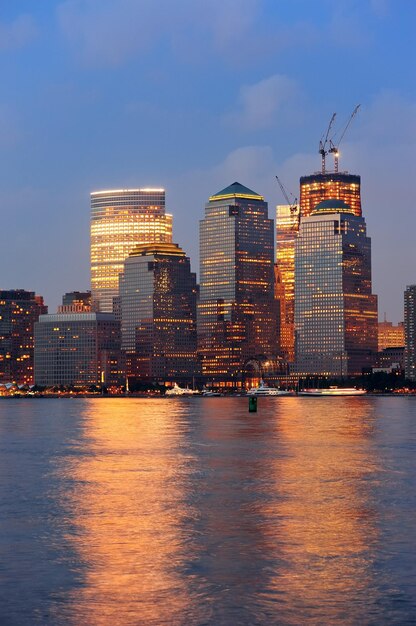 Panorama del atardecer de Manhattan de Nueva York