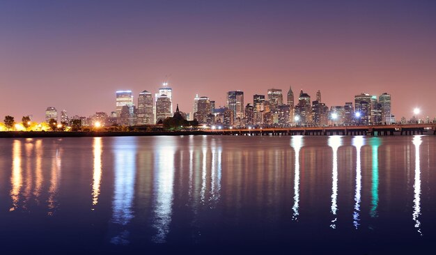 Panorama del atardecer de Manhattan de Nueva York