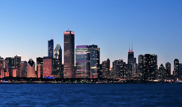 Panorama de la noche de Chicago