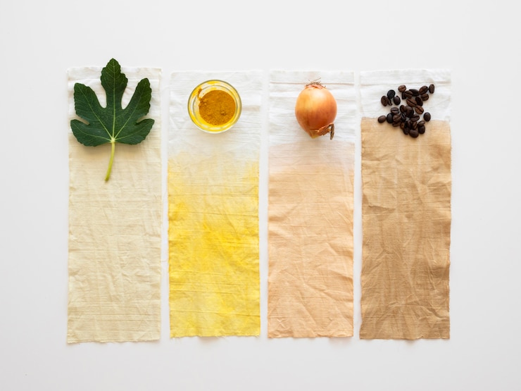 Foto gratuito paños coloreados con pigmentos naturales