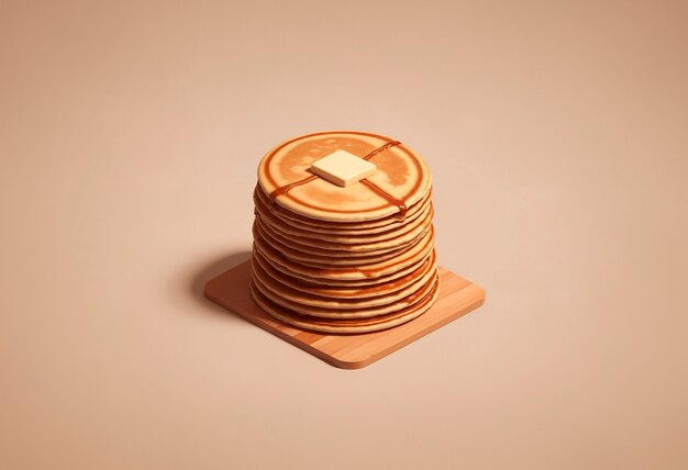 Panqueques deliciosos en 3D de naturaleza muerta