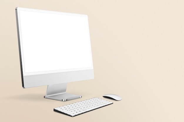 Pantalla de computadora de escritorio en blanco