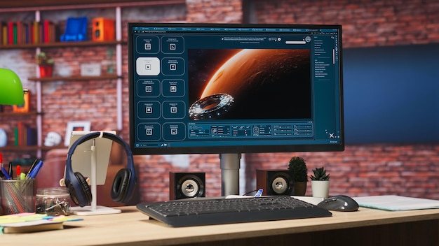 Pantalla de computadora con programa de IA que convierte el mensaje de texto en resultados de videos