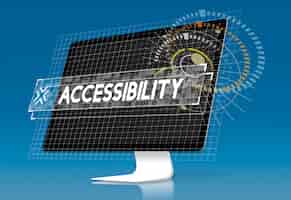 Foto gratuita pantalla de computadora con ventana emergente gráfica de palabra de accesibilidad