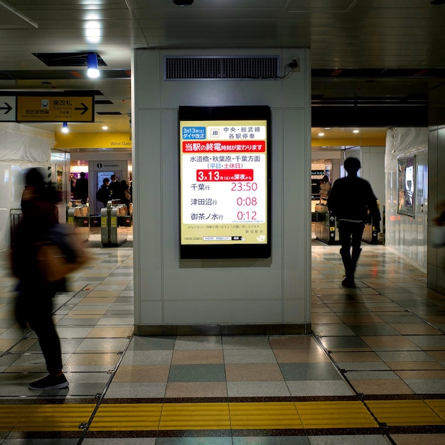 Pantalla de visualización de información de pasajeros del sistema de metro japonés