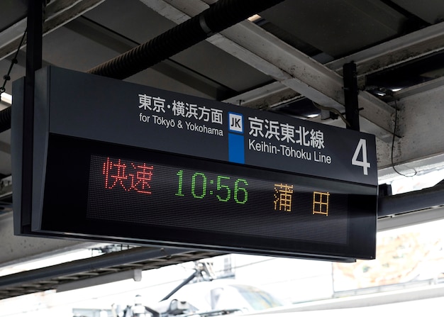 Pantalla de visualización de información de pasajeros del sistema de tren subterráneo japonés
