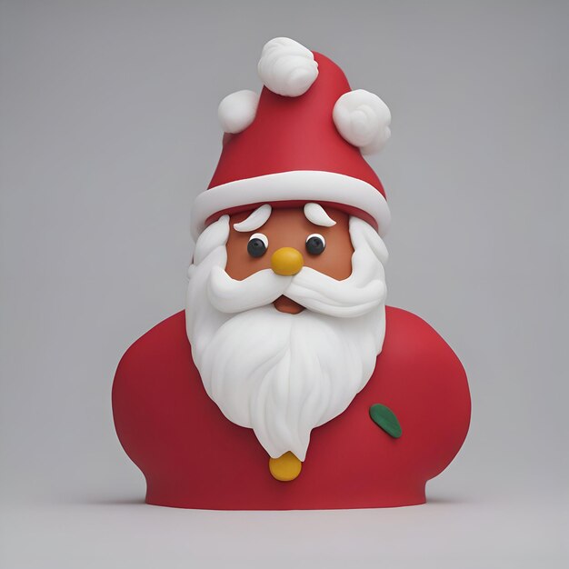 Papá Noel 3d render sobre fondo gris concepto de Navidad