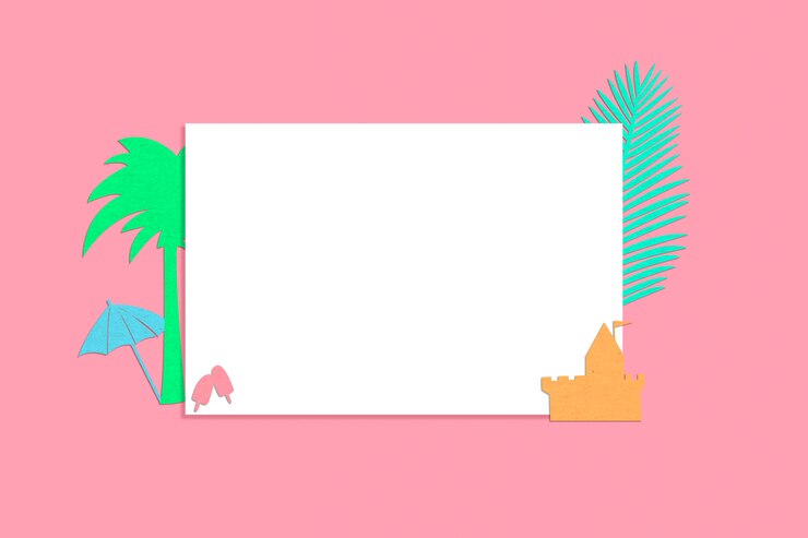 Foto gratuito papel en blanco con silueta de elementos de verano