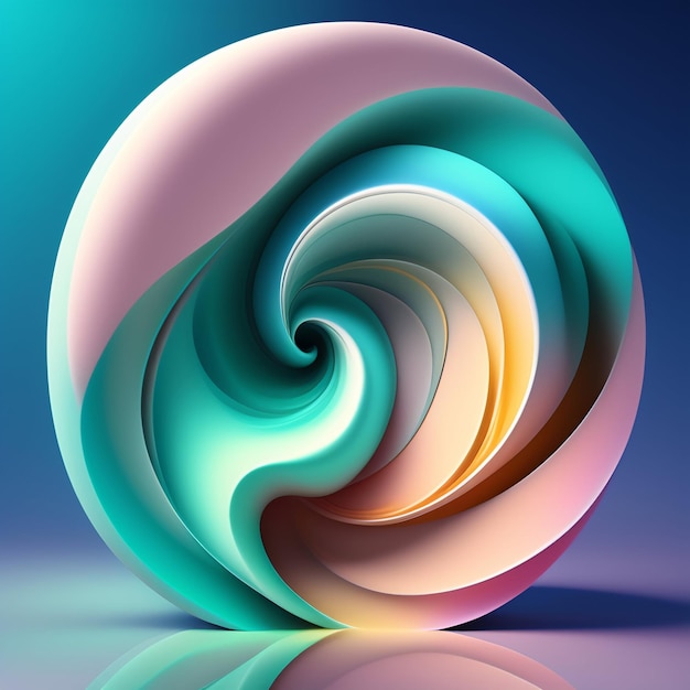 Un papel de colores con un diseño en espiral se muestra sobre un fondo azul.