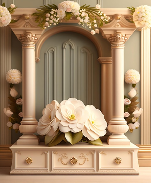 Foto gratuita un papel pintado de flores y un armario con puerta.