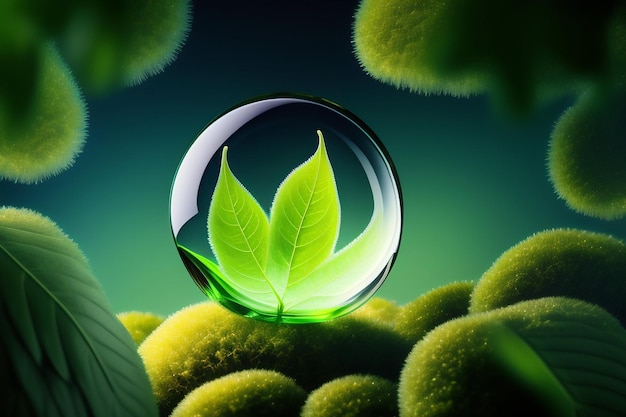 Foto gratuita papel pintado de una hoja verde en una burbuja