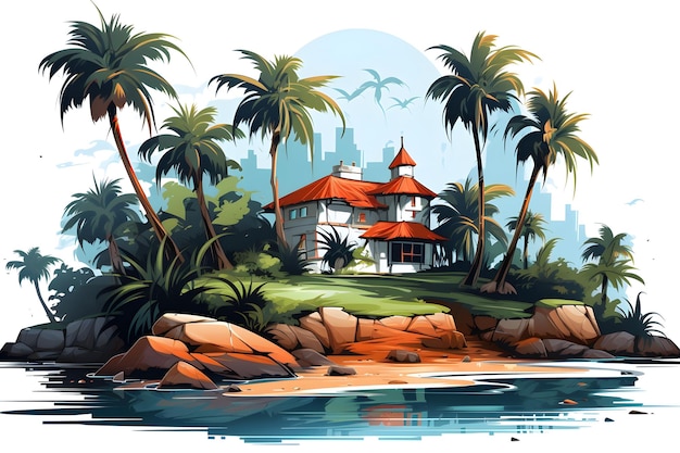 Foto gratuita el papel pintado de la ilustración de dibujos animados de horror island