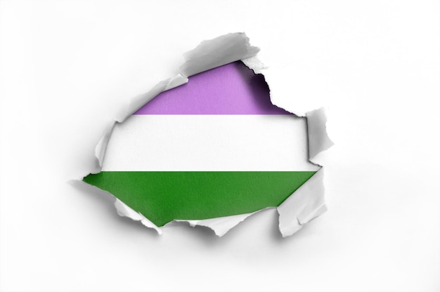 Papel rasgado con bandera Género queer