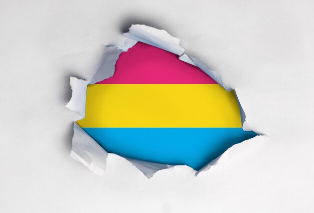 Papel rasgado con bandera Pansexual